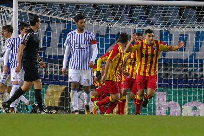 Manu Molina celebra su gol de penalti que suponía el 2-2.