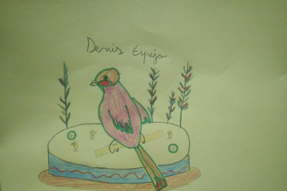 El Denís té 8 anys i és de Balaguer. Ha dibuixat una mona amb un ocell. (Tlf.670085405)