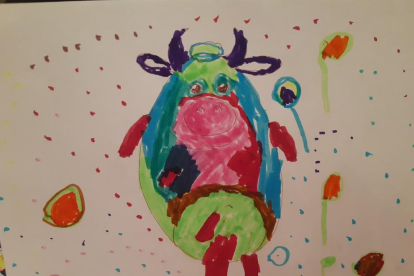 El Pol (4 anys) ha fet una vaca desconfinada i multicolor!