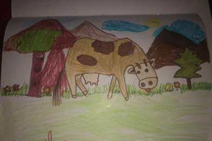 Dibuix de la vaca de l'Aina Ribes Samitier, 5 anys.