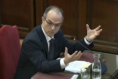 El exconsejero de Presidencia de la Generalitat Jordi Turull en un momento de su declaración en el Tribunal Supremo.