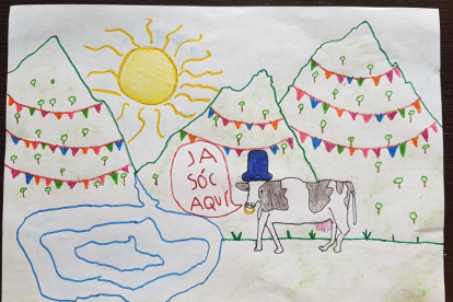 L'Iván Blanes de 7 anys us presenta la vaca del festival que ja pastura ben aprop d'Esterri ben protegida del sol. Jordi Blanes Fontalba cl Ferrer i Busquets 119 4-2 (25230) Mollerussa T.687547314