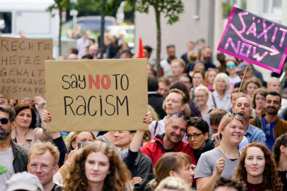 Imagen de la manifestación contra el racismo celebrada ayer en la capital alemana, Berlín.