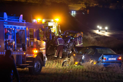 Imagen de un accidente mortal el pasado mes de febrero en la carretera L-310 en Concabella, en la Segarra. 