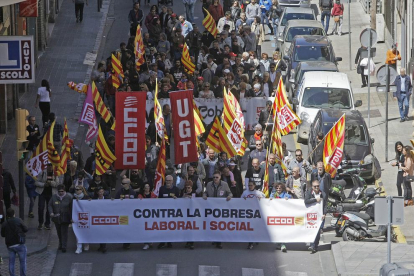 Imagen de la manifestación del 1 de Mayo en Lleida.