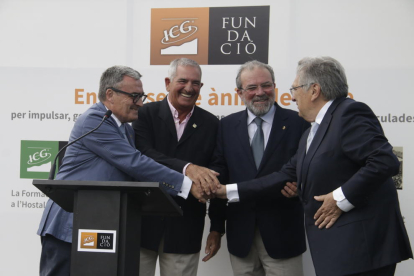 Àngel Ros, Andreu Pi, Joan Reñé y Antoni Siurana, ayer en la presentación de la Fundació ICG.