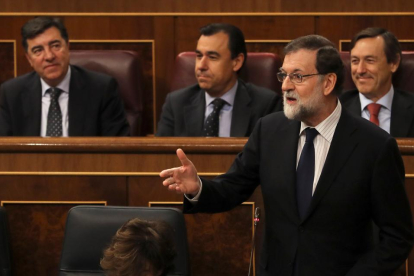 Mariano Rajoy durante su intervención en la sesión de control. 