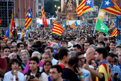 Una movilización en favor del ‘sí’, ayer en Barcelona.