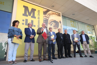 La rueda de prensa posterior a la reunión del consorcio del Museu de Lleida.
