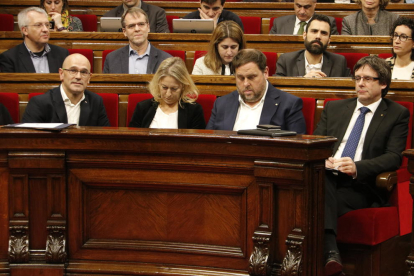 Romeva, Munté, Junqueras y Puigdemont, la pasada semana en el Parlament.