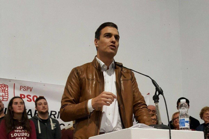 El socialista Pedro Sánchez, ahir a Castelló
