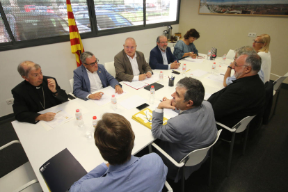 Expectació mediàtica ahir davant dels màxims representants del consorci del Museu de Lleida, encapçalats pel conseller de Cultura.
