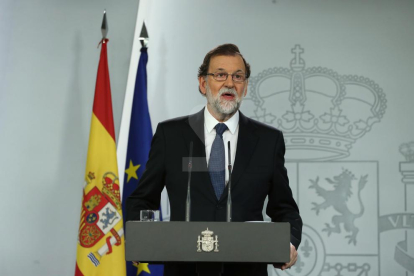 El president del Govern, Mariano Rajoy, durant la seua compareixença.