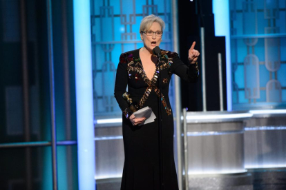 Meryl Streep durante su discurso en los Globos de Oro. 