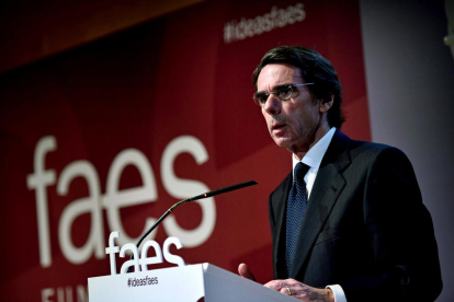 Aznar durante la clausura del acto “Ideas para la sociedad”. 