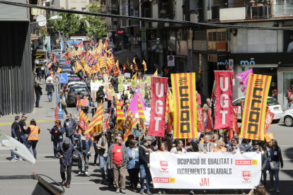 Manifestación del Primero de Mayo en Lleida.