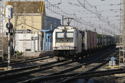 El mercancías parado en Puigverd que ocasionó ayer problemas en la circulación de trenes regionales.