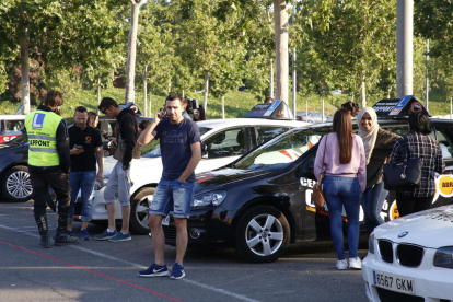 Estudiantes y profesores de autoescuela, el pasado 2 de junio en Lleida, en el primer día de huelga.