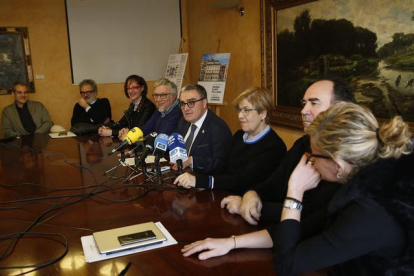 La roda de premsa d'aquest dimarts per anunciar el finançament per al Museu d'Art Jaume Morera de Lleida.