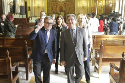 El alcalde, Àngel Ros, y el delegado del Gobierno en Catalunya, Enric Millo, ayer en la Paeria.