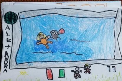 Alexandra Delgado tiene 5 años y le hace mucha ilusión que salga su dibujo en el cerclesegre, es su primer concurso y desea compartir que lo mejor de este verano fue el poder ir a las piscinas de Almacelles con su hermana mayor  Ariadna. Suerte a todos.