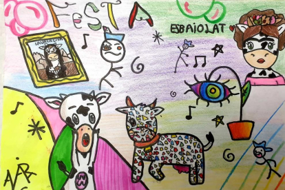 Ariadna María Delgado Mendoza, de 10 años de edad. En su dibujo ha querido reflejar el arte de muchos artistas del mundo, la alegría de volver a celebrar la fiesta Esbaiola't