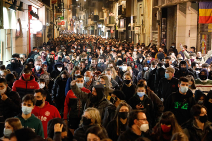 Manifestació a Lleida contra el tancament de Pablo Hasél i posteriors aldarulls