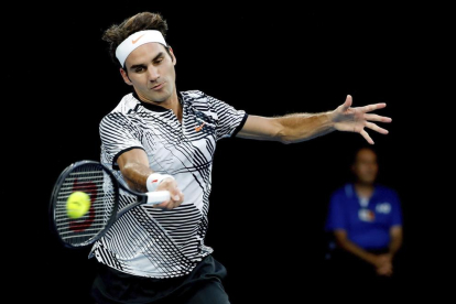 Roger Federer, durante el partido ante el también suizo Wawrinka.