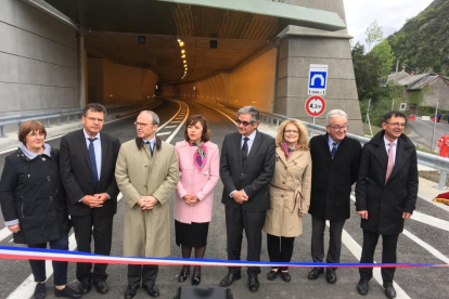 La inauguración ayer del túnel de Saint-Béat.