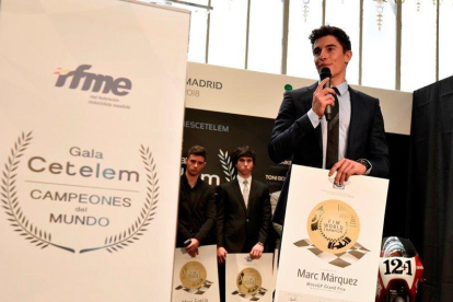 Marc Márquez, aquest djous a la gala dels Campions del Món la Real Federación Motociclista Espanyola (RFME)