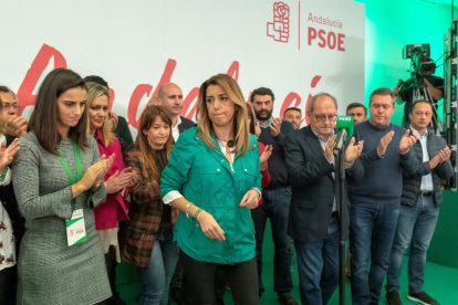 La candidata socialista a la presidencia de la Junta de Andalucía Susana Díaz y el del Partido Popular, Juan Manuel Moreno.