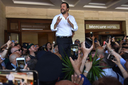 Matteo Salvini, ayer en un acto de campaña en Catania.