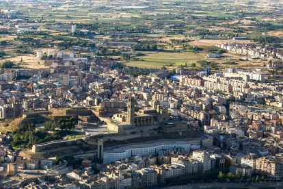 Vista àeria del centre urbà de la ciutat de Lleida.