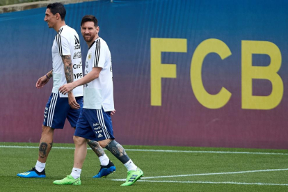 La selecció argentina, amb Leo Messi al capdavant, prepara el Mundial a les instal·lacions del Barça.