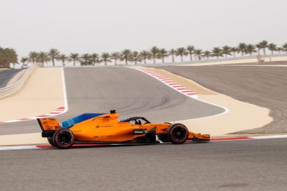 Fernando Alonso, durante la sesión de ayer.