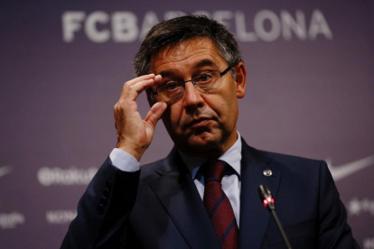 Josep Maria Bartomeu, president del FC Barcelona, durant una de les compareixences.