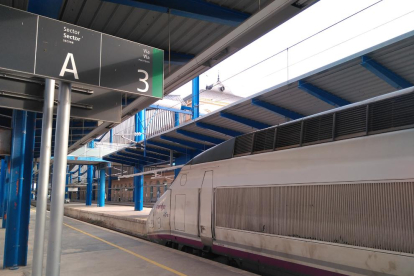 El AVE Madrid-Marsella averiado, ayer por la tarde en la estación de Lleida-Pirineus.