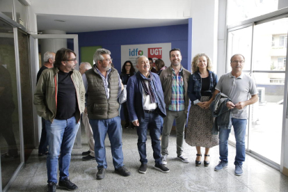 Camil Ros y Josep Maria Àlvarez visitaron ayer la sede de UGT de Lleida.