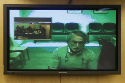 Francisco Correa, ayer, durante su declaración por videoconferencia desde la cárcel en el Congreso.