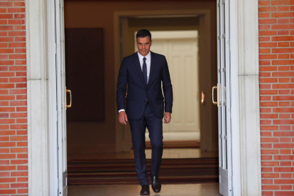 El presidente del Gobierno central, Pedro Sánchez, este jueves en La Moncloa.