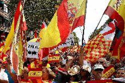 Manifestación en Barcelona por la unidad de España a dos días de la Diada