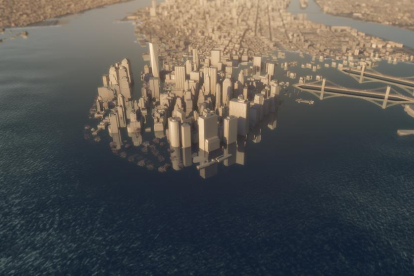 Una recreación en 3D sobre los efectos del calentamiento global en ciudades como Nueva York.