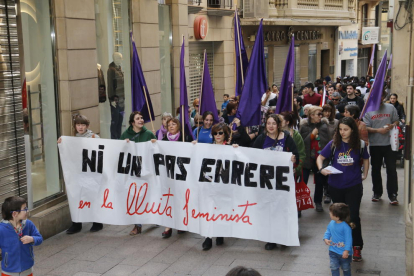 Imagen de archivo de un acto del 8 de marzo, Día Internacional de las Mujeres, en Lleida. 