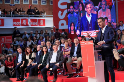 El president del Govern, Pedro Sánchez, ahir, a Fuenlabrada.