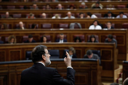 Mariano Rajoy durant la sessió de control a l'Executiu aquest dimecres al Congrés els Diputats.