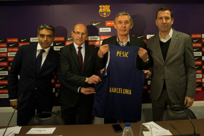Pesic, en la presentació com a nou tècnic del Barça.