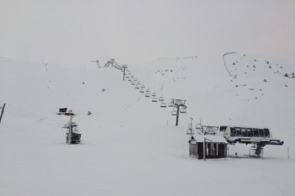 Imagen de la nieve que se acumulaba la semana pasada en la estación de Boí Taüll.