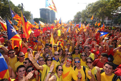 Manifestación multitudinaria organizada por ANC en Barcelona en la Diada de Catalunya. 