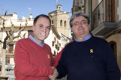 Xavier Casoliva, alcalde de Guissona, amb Josep Esquerra.