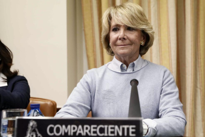 L’expresidenta madrilenya, Esperanza Aguirre, ahir.